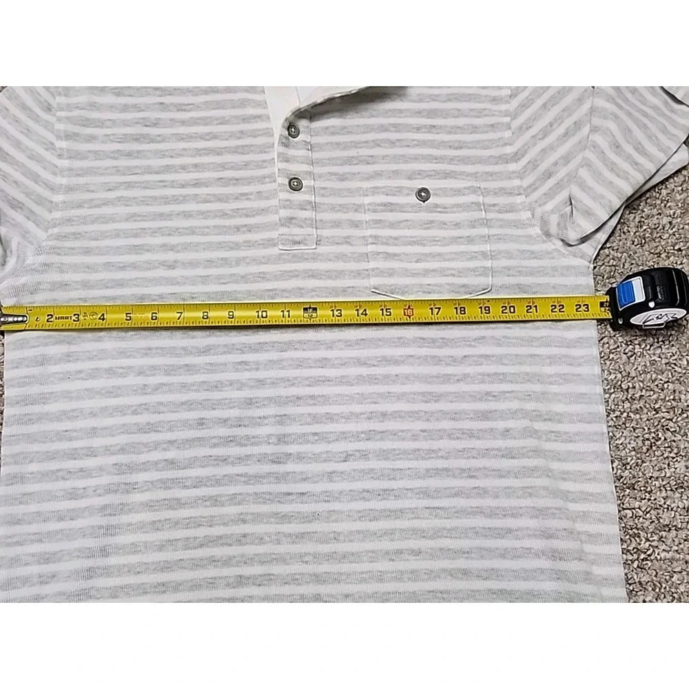 Nautica Sweater Large White Gray Striped Pocket Henley Mock Neck XXL Slim‎ Fit